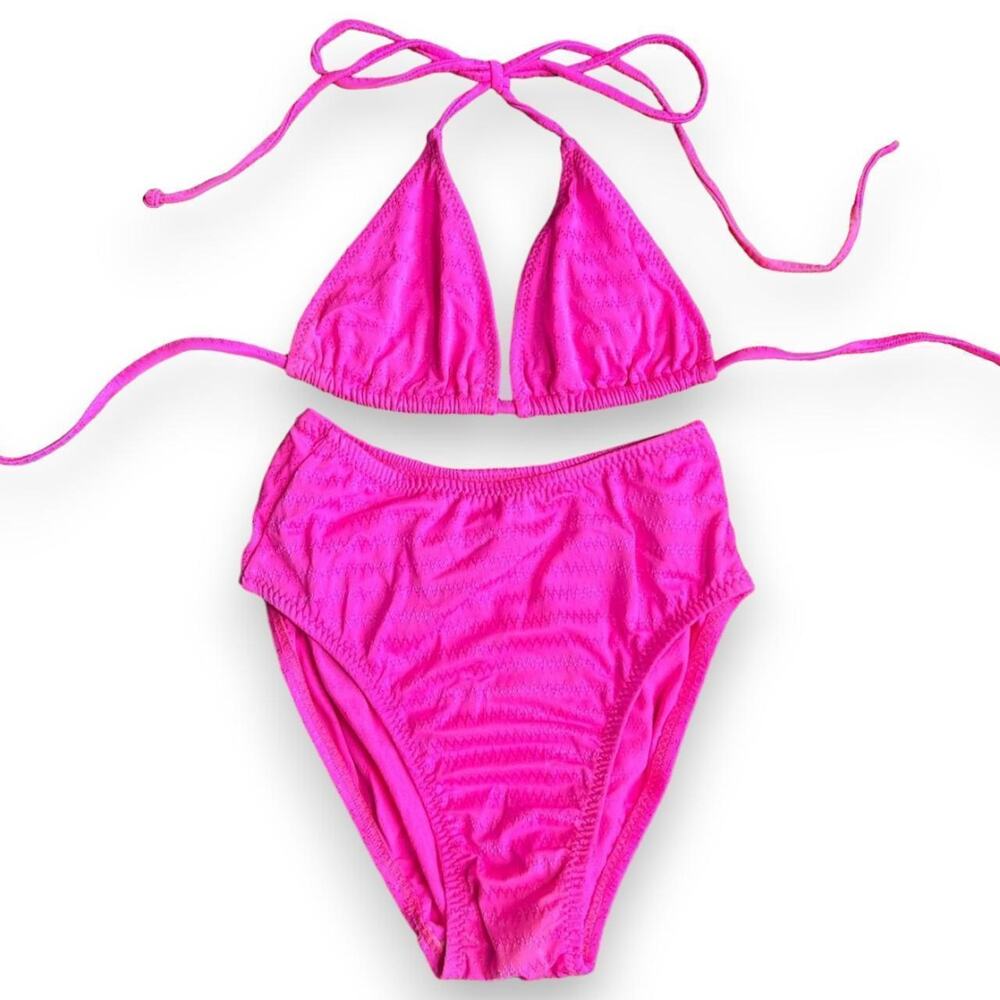 Vintage deadstock 1980s pink high waisted bikini